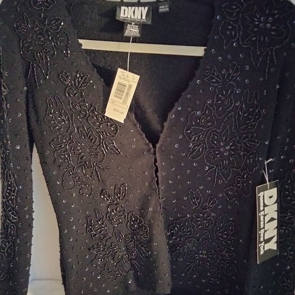 Donna Karen Sweaters - COPY - Rare Vintage Donna Karen DKNY SEQUIN SWEATER JACKET SIZE MEDIUM LONG SLE